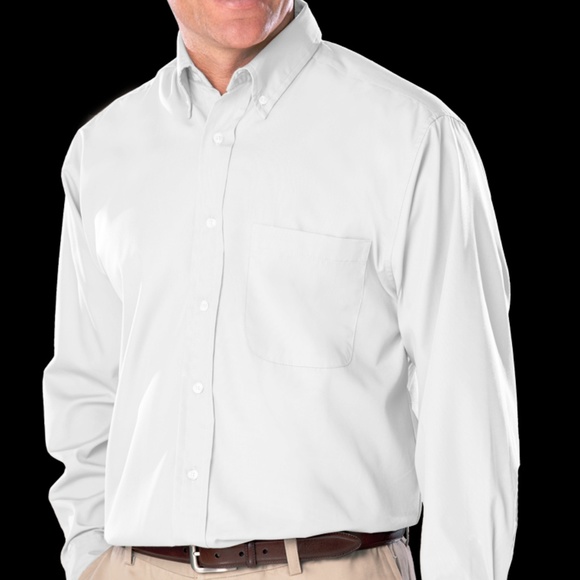 Men's White Button Down Poplin Shirt L NEW - Picture 1 of 3